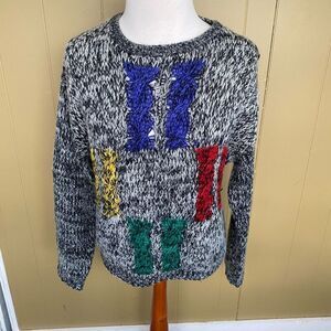 Street Scene vintage 1980’s men L wool blend Longsleeve sweater black & white